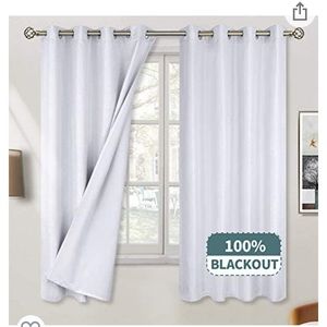 Silver black out curtain set 52” x 63” NWT